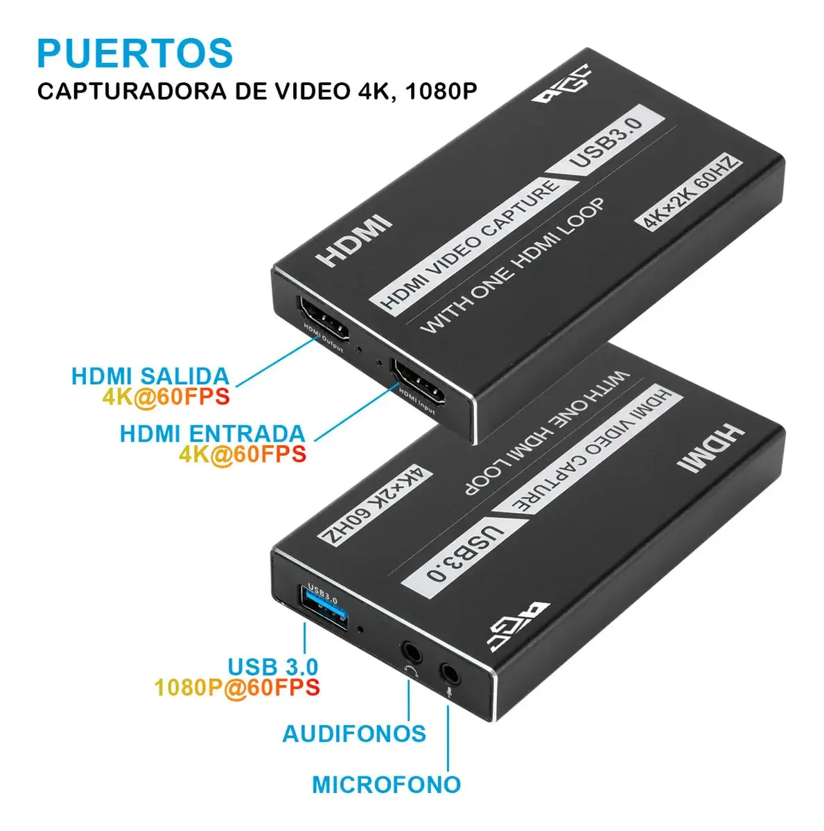 Capturadora Video Audio Streaming 4k 2k 1080p Hdmi Usb 3.0 60fps Para Ps5 Ps4 Ps3 Xbox Nintendo Camara / Marca Agc Tecnologia