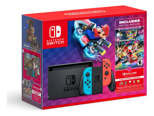 Combo Consola Nintendo Switch + Mario Kart 8 + 3 Meses De Switch Online