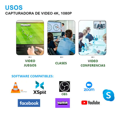 Capturadora Video Audio Streaming 4k 2k 1080p Hdmi Usb 3.0 60fps Para Ps5 Ps4 Ps3 Xbox Nintendo Camara / Marca Agc Tecnologia