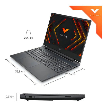 Portatil Hp Victus 15 Ryzen 7 7445hs 8gb Ram 512ssd Rtx3050 Fhd Gris