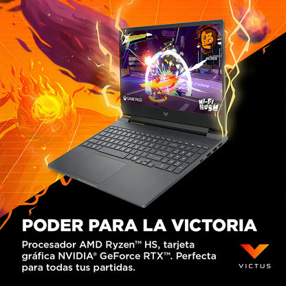 Portatil Hp Victus 15 Ryzen 7 7445hs 8gb Ram 512ssd Rtx3050 Fhd Gris