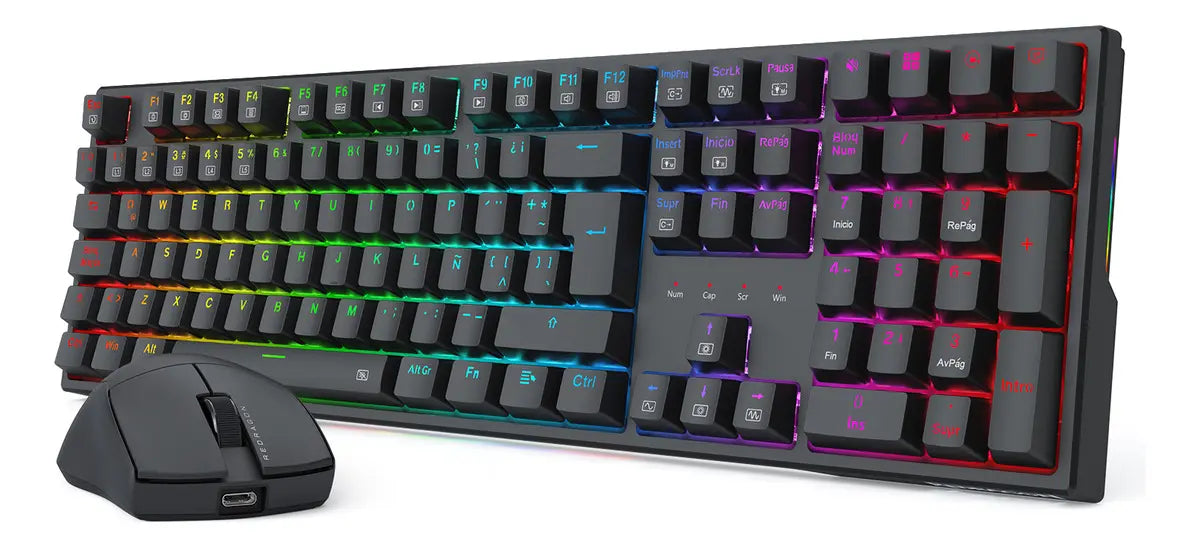 Kit Gamer Teclado Mause 2 En 1 Redragon S145 Kumara King Negro Ngero